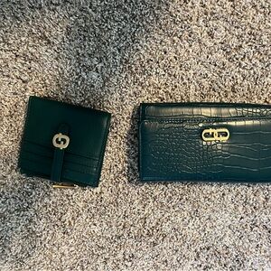 Elegant Green Crocodile Pattern Wallet Set